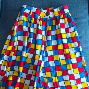 Fashion Brand Company linen check wide leg pants size Medium